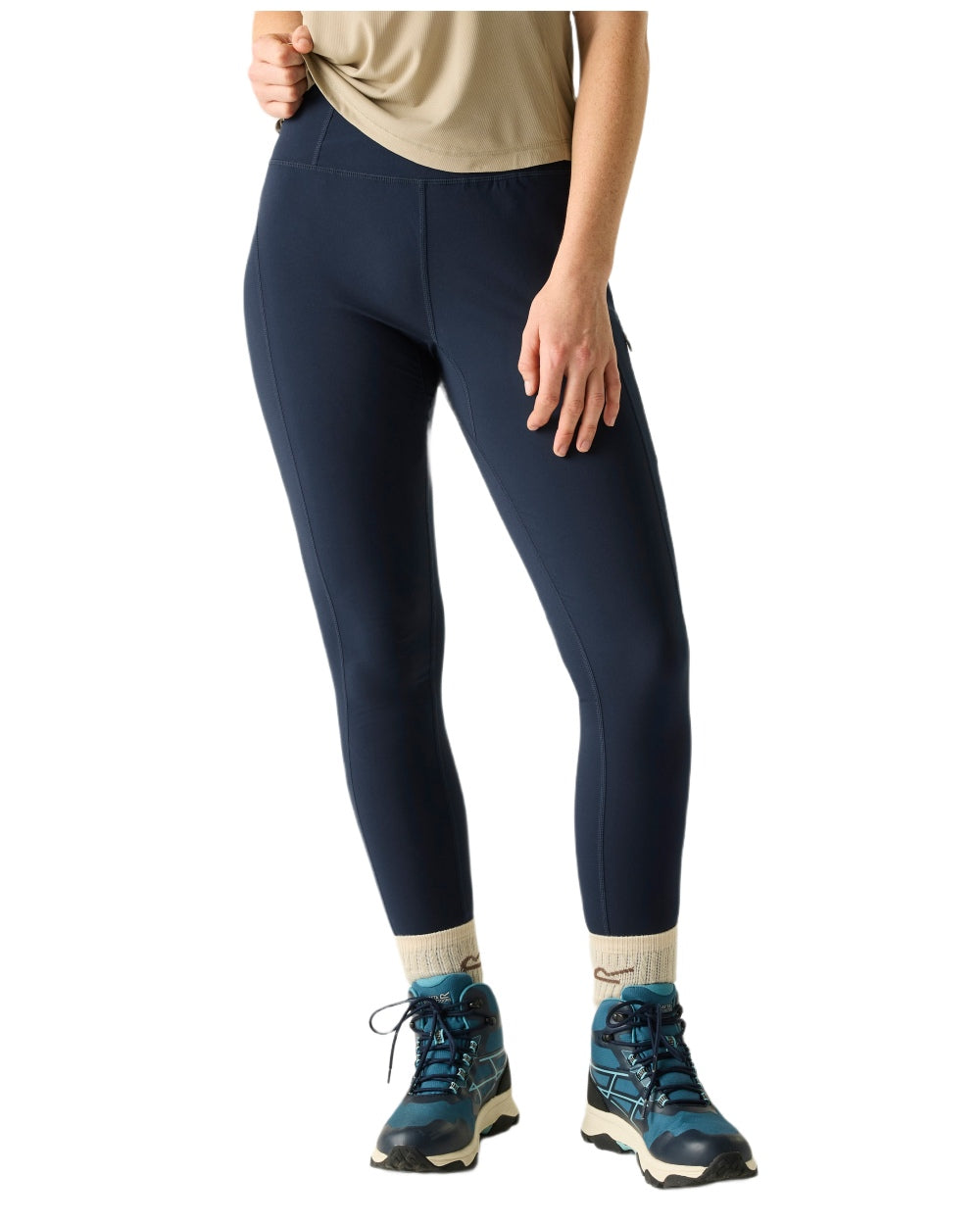Navy Coloured Regatta Womens Monira Hiking Leggings on white background