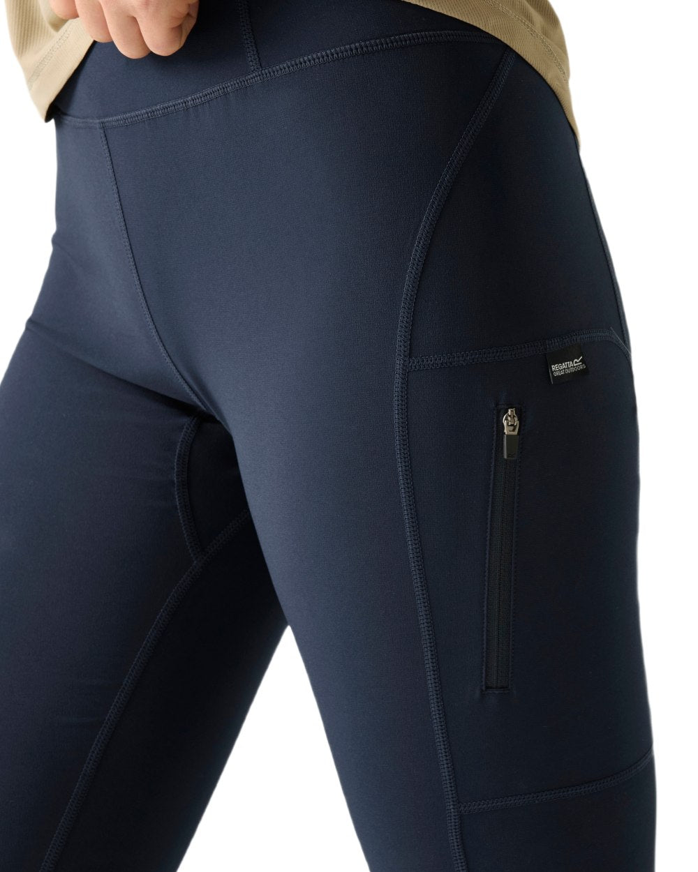 Navy Coloured Regatta Womens Monira Hiking Leggings on white background