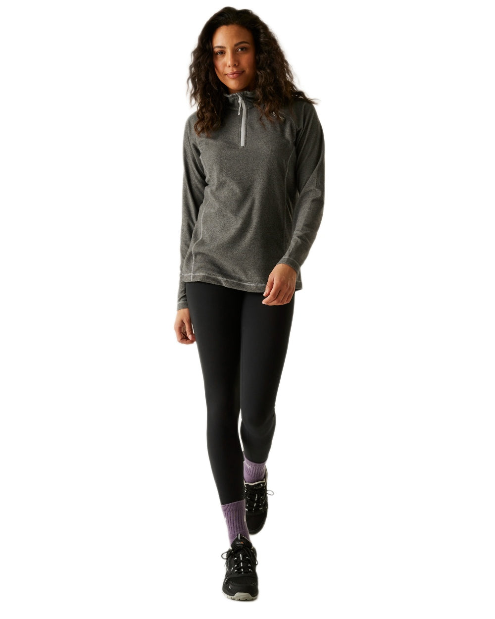 Dark Light Steel Coloured Regatta Womens Montes Lightweight Half-Zip Fleece on white background