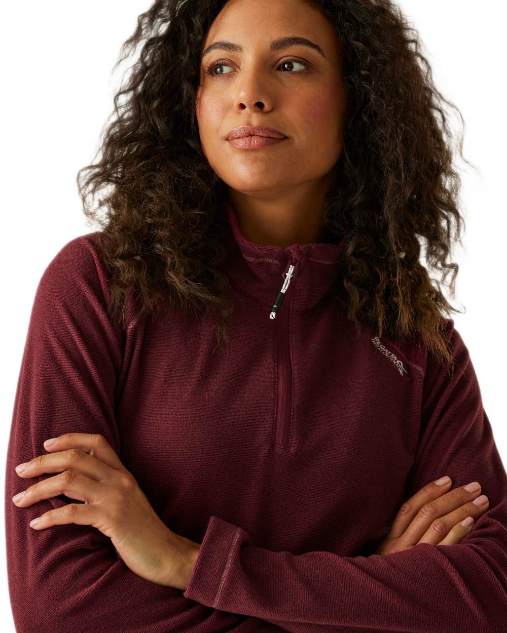 Dark Pimento Coloured Regatta Womens Montes Lightweight Half-Zip Fleece on white background