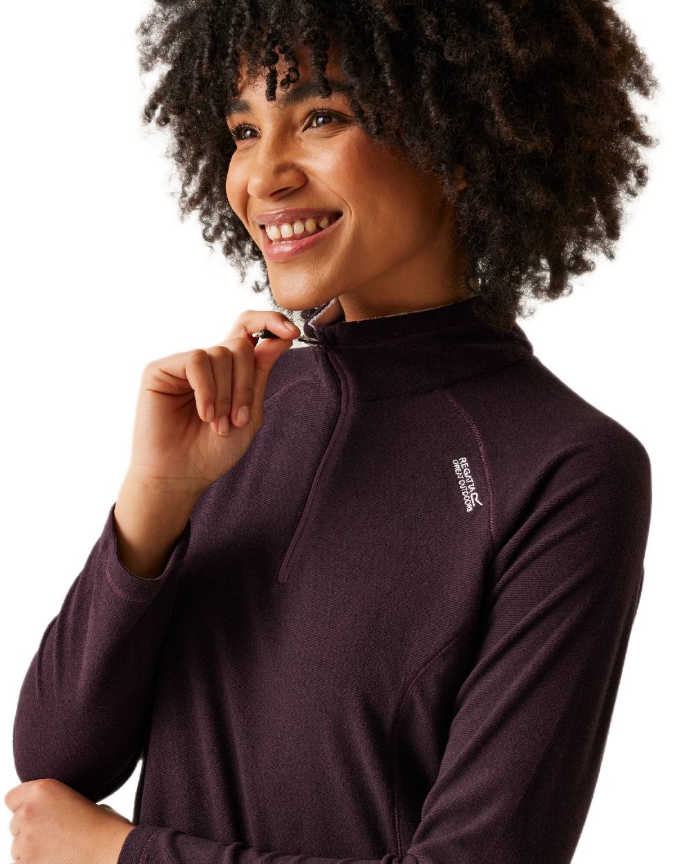 Deep Plum Black Coloured Regatta Womens Montes Lightweight Half-Zip Fleece on white background