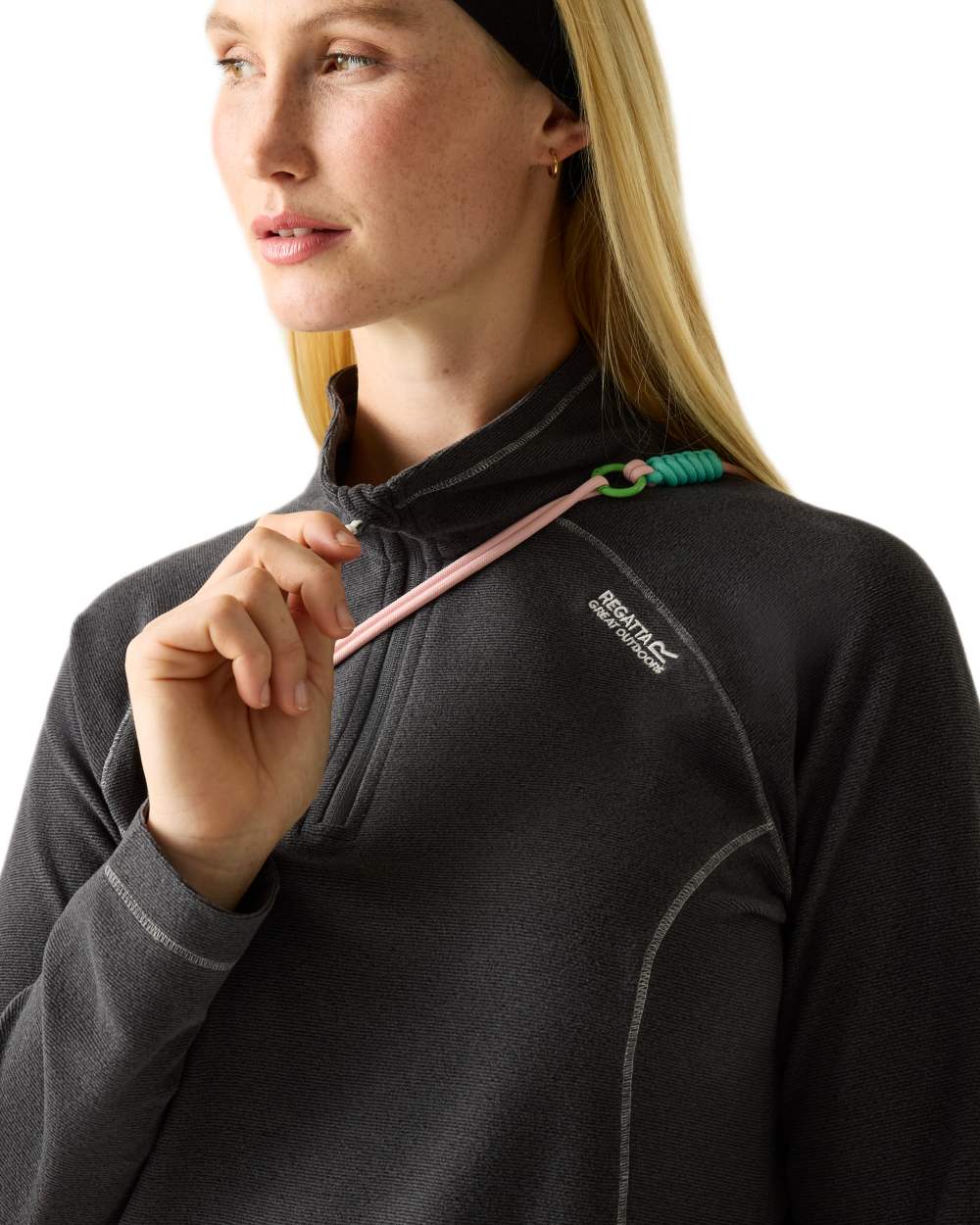 Seal Grey Ash Coloured Regatta Womens Montes Lightweight Half-Zip Fleece on white background