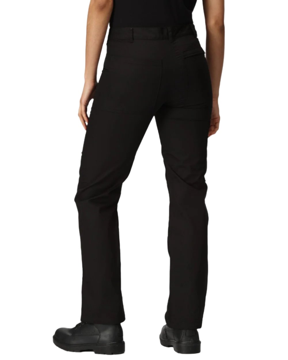 Black coloured Regatta Womens New Action II Trousers on white background