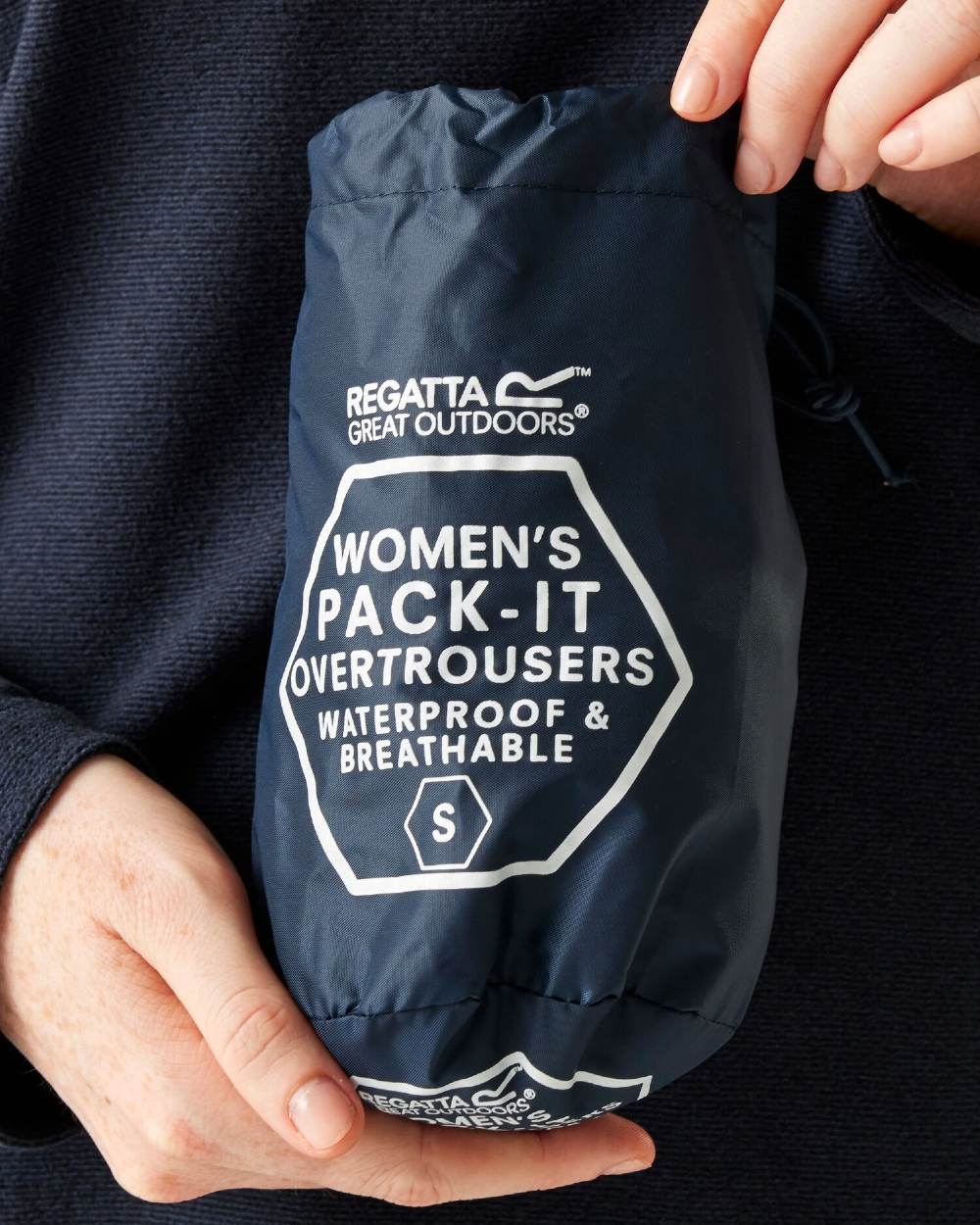 Midnight Coloured Regatta Womens Pack It Waterproof Overtrousers on white background