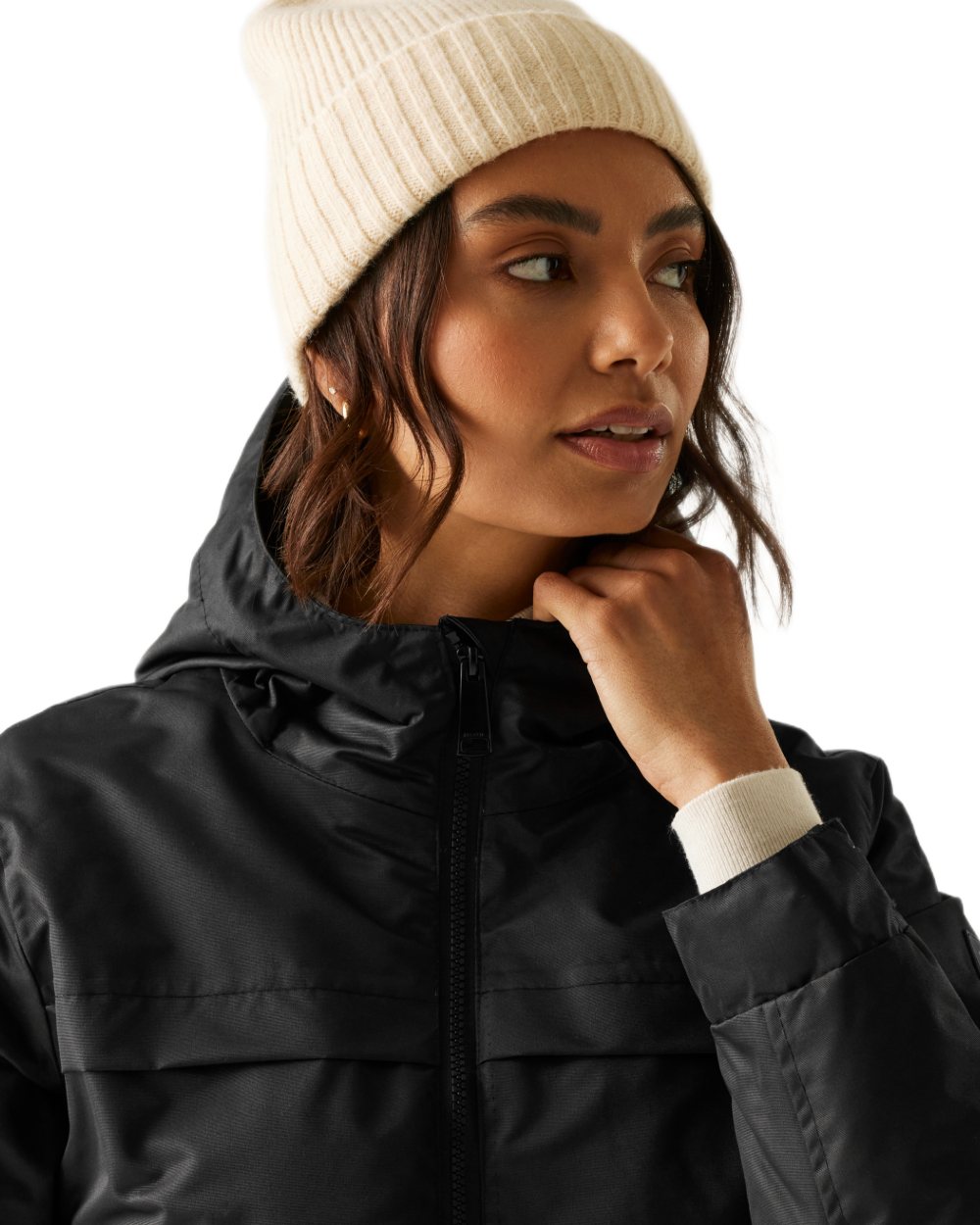 Black Coloured Regatta Womens Romine II Waterproof Parka Jacket on white background