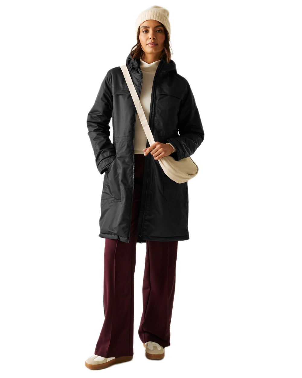 Black Coloured Regatta Womens Romine II Waterproof Parka Jacket on white background