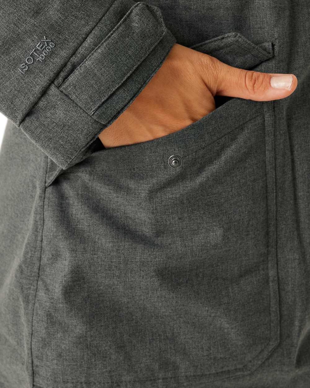 Grey Sky Marl Black Coloured Regatta Womens Romine II Waterproof Parka Jacket on white background