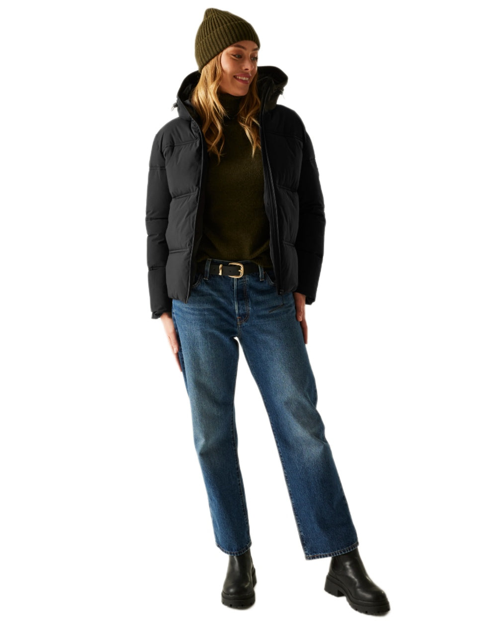 Black Coloured Regatta Womens Roxienne Padded Jacket on white background