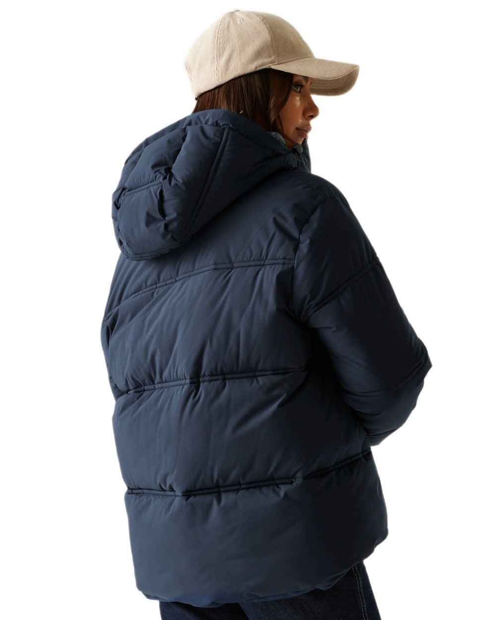 Navy Coloured Regatta Womens Roxienne Padded Jacket on white background