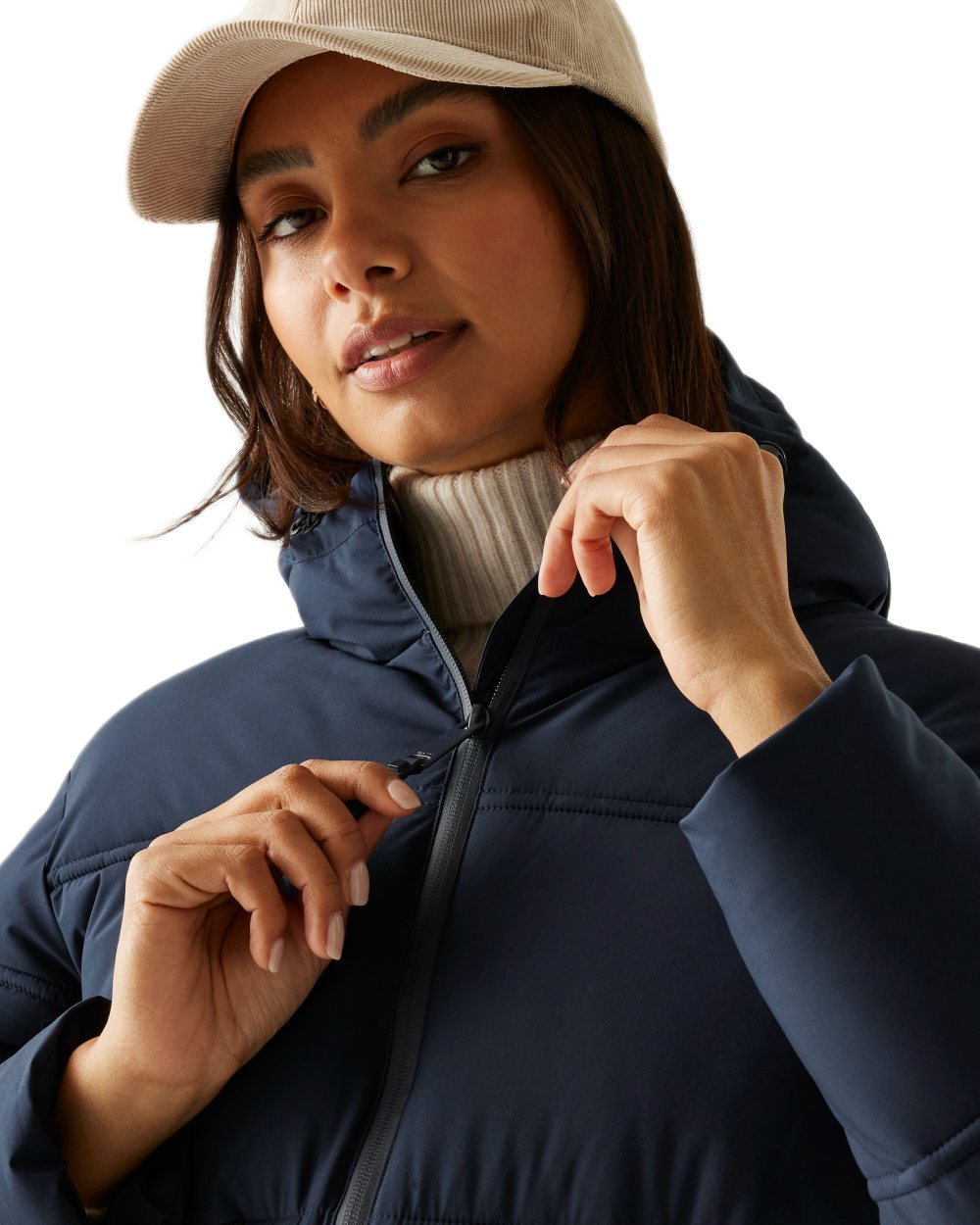 Navy Coloured Regatta Womens Roxienne Padded Jacket on white background