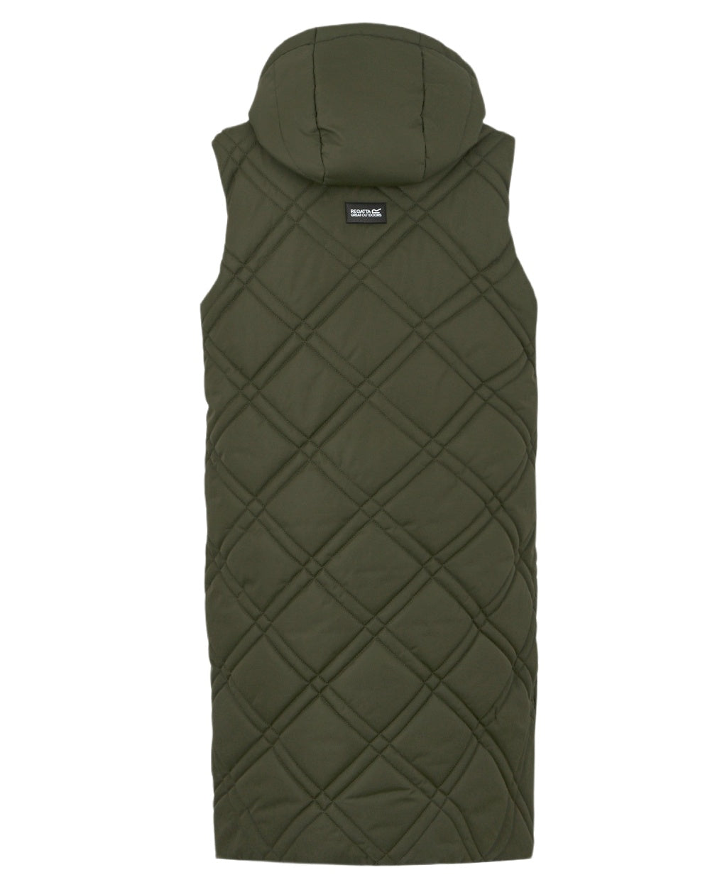 Dark Khaki Coloured Regatta Womens Rurietta Longer Length Bodywarmer on white background