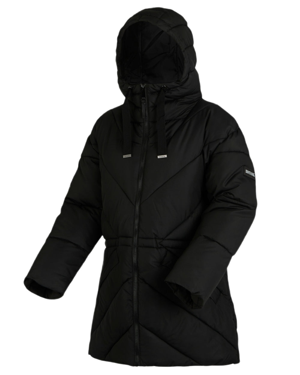Black Coloured Regatta Womens Rusey Quilted Jacket on white background