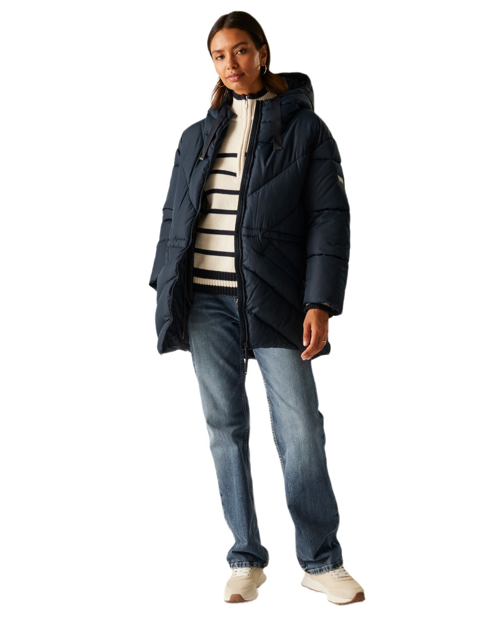 Navy Coloured Regatta Womens Rusey Quilted Jacket on white background