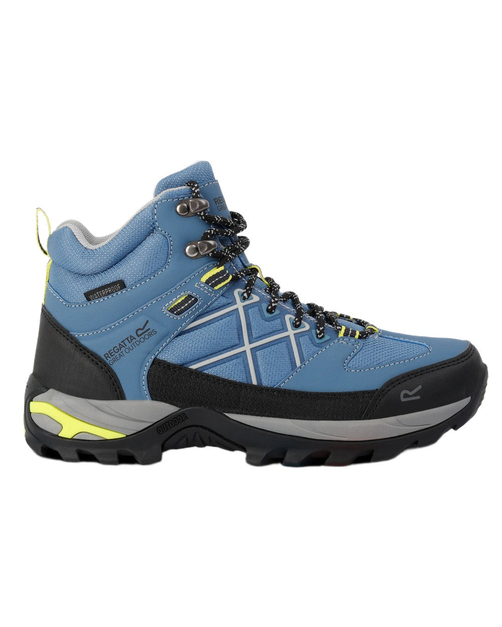 Coronet Blue Lime Punch Coloured Regatta Womens Samaris III Walking Boots on white background