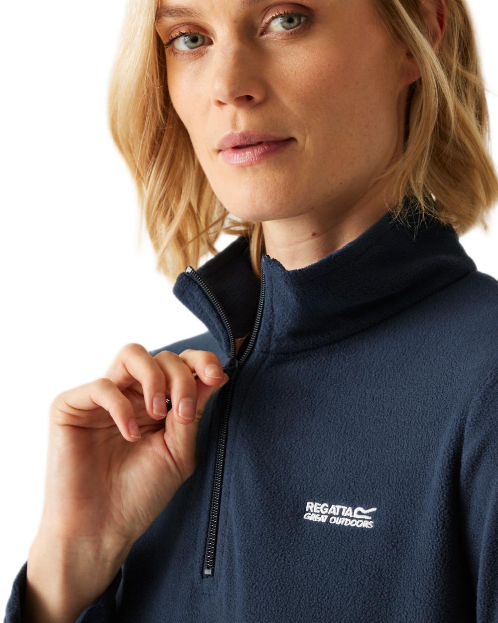 Navy Coloured Regatta Womens Sweethart Lightweight Half-Zip Fleece on white background