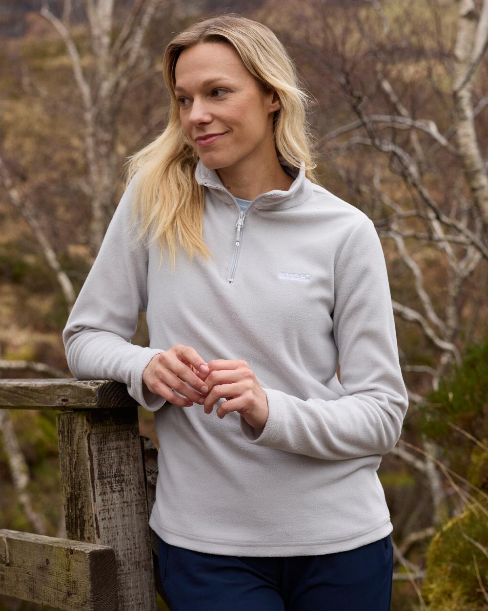 Cyberspace Coloured Regatta Womens Sweethart Lightweight Half-Zip Fleece on forest background