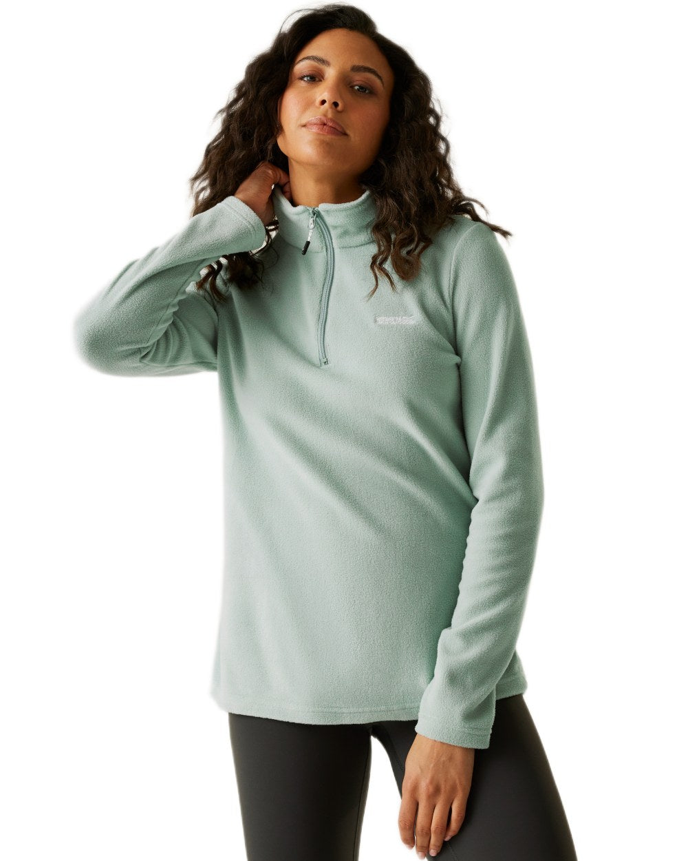 Green Haze Coloured Regatta Womens Sweethart Lightweight Half-Zip Fleece on white background