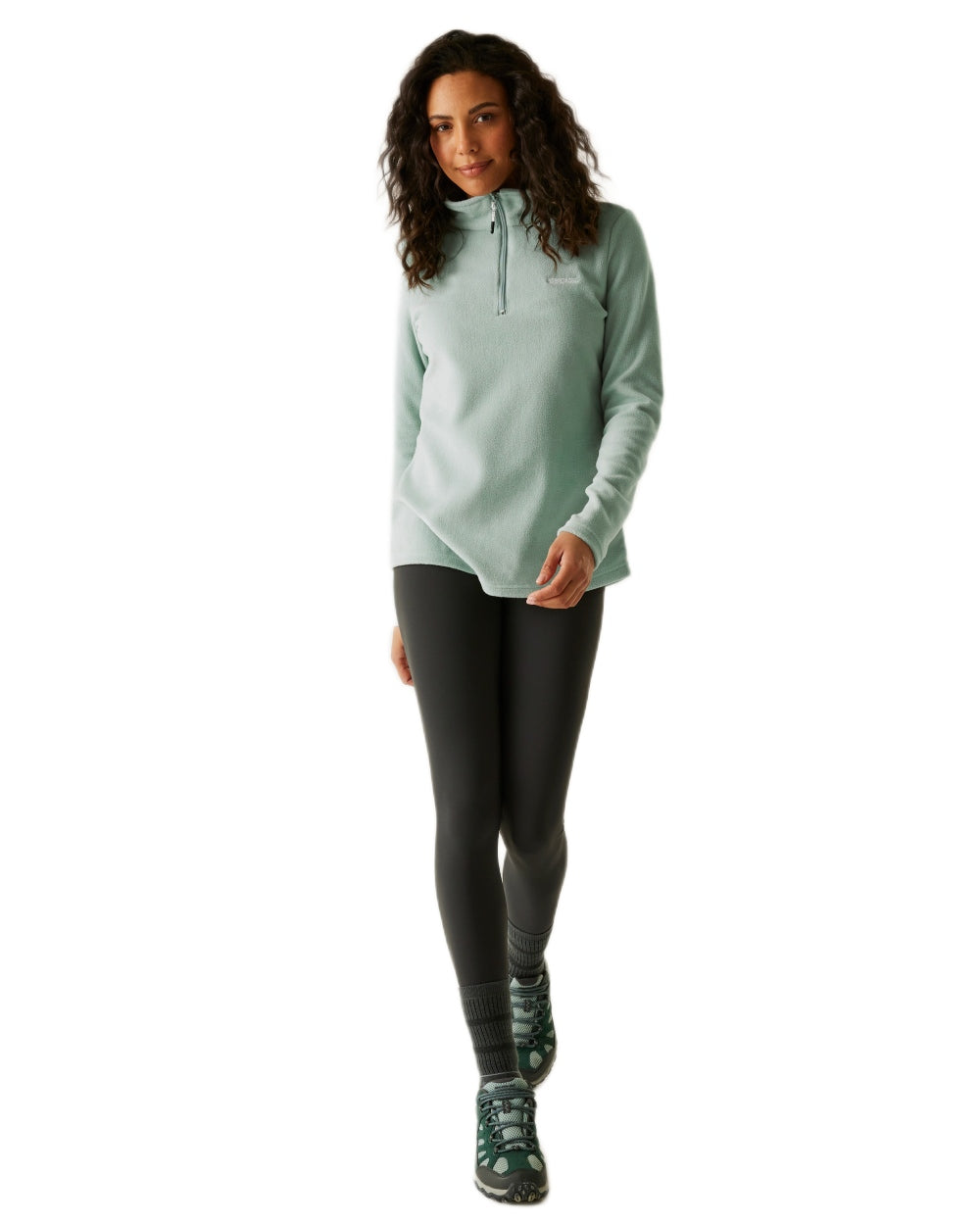 Green Haze Coloured Regatta Womens Sweethart Lightweight Half-Zip Fleece on white background