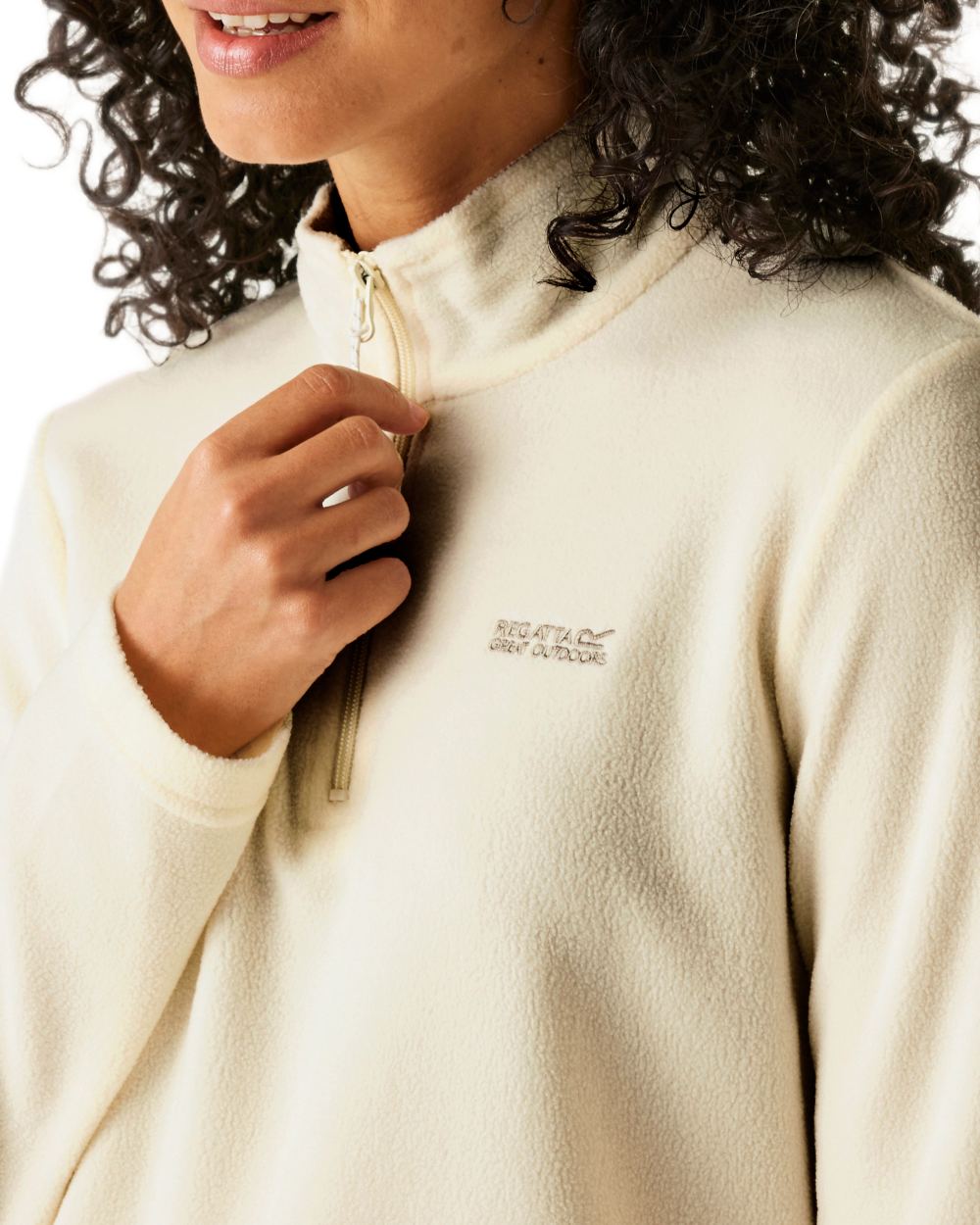 Polar Bear Coloured Regatta Womens Sweethart Lightweight Half-Zip Fleece on white background