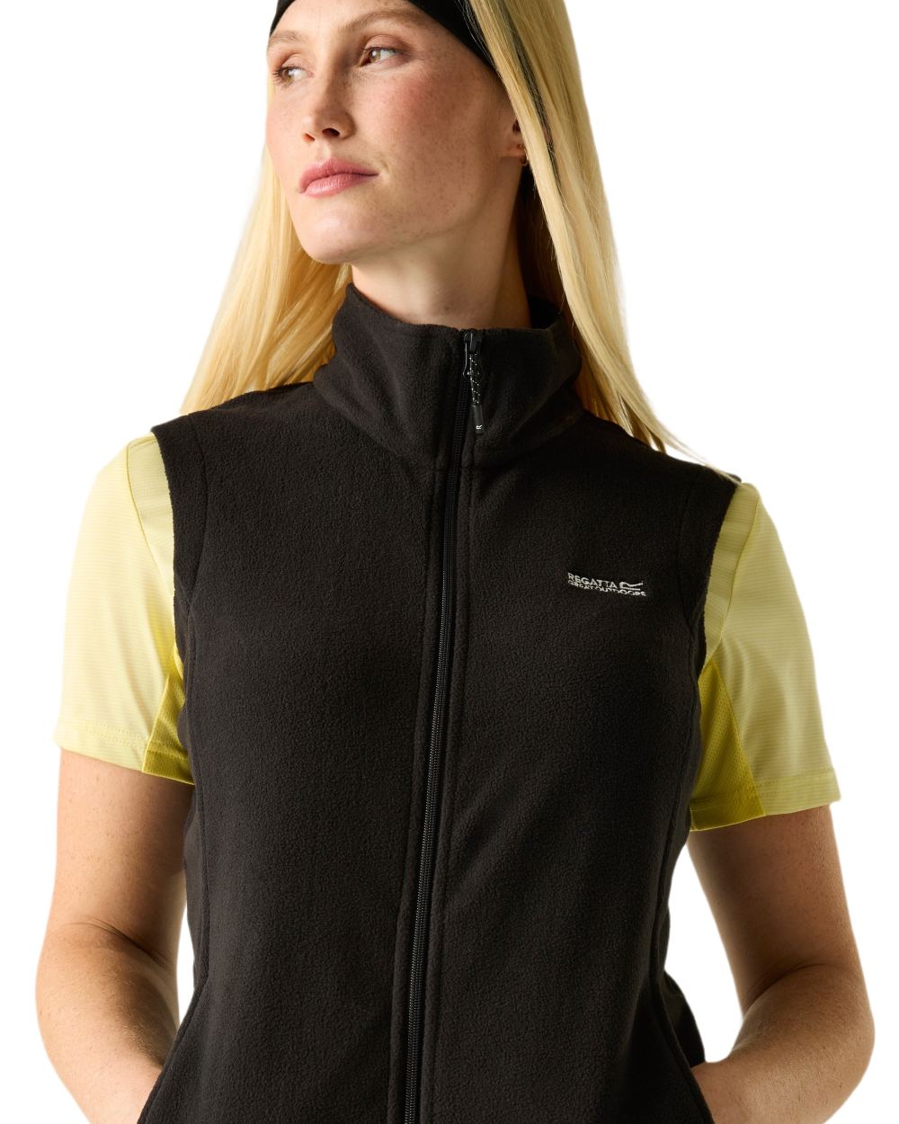Black Coloured Regatta Womens Sweetness II Fleece Gilet on white background