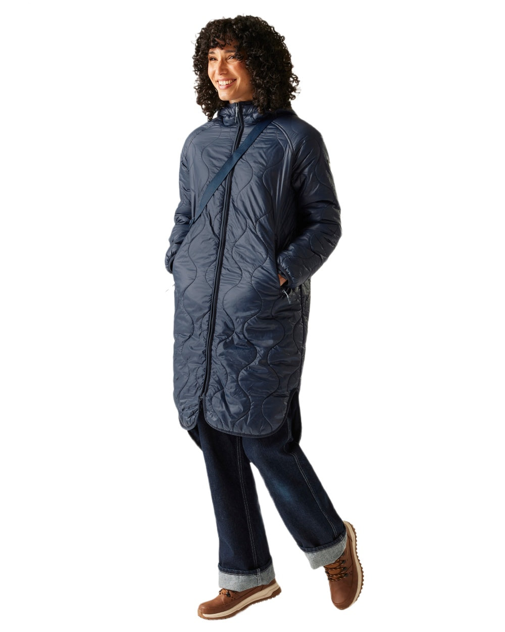 Navy Coloured Regatta Womens Triea Quilted Jacket on white background