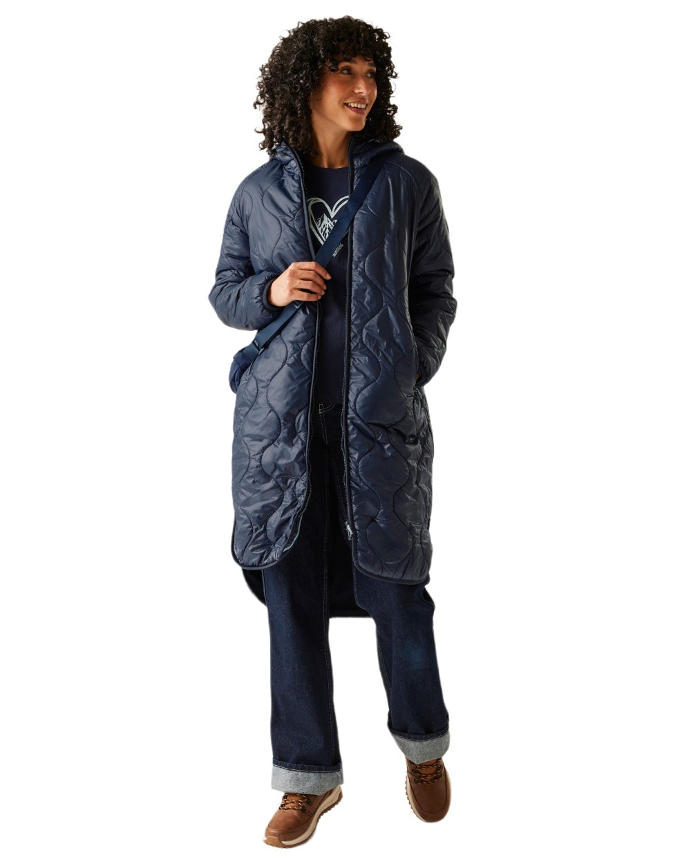 Navy Coloured Regatta Womens Triea Quilted Jacket on white background