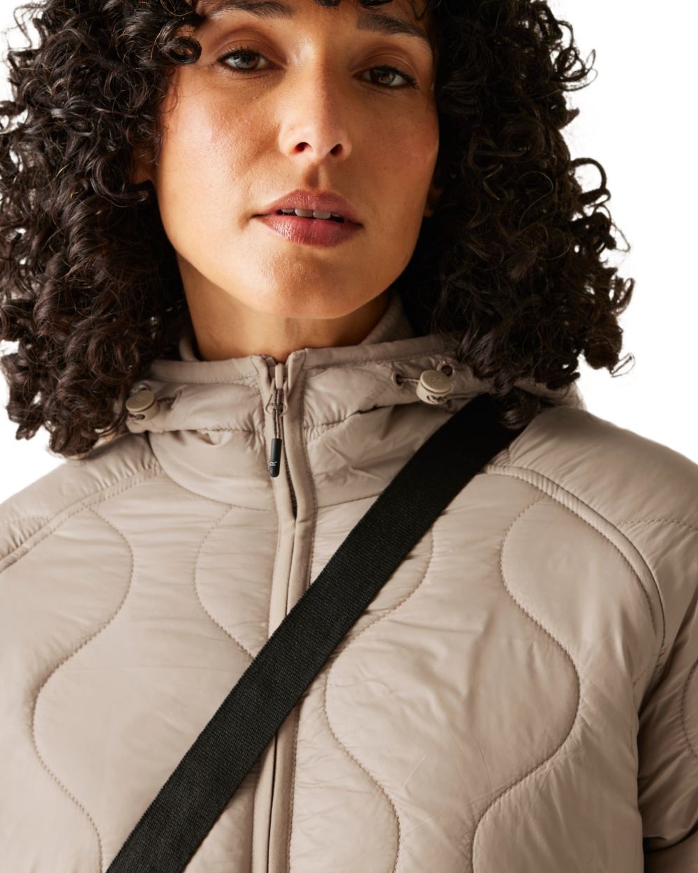 Soft Taupe Coloured Regatta Womens Triea Quilted Jacket on white background