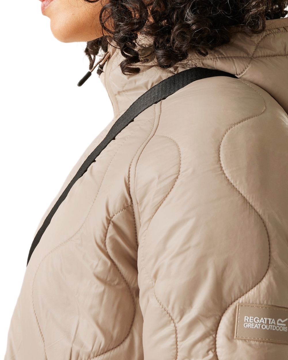 Soft Taupe Coloured Regatta Womens Triea Quilted Jacket on white background