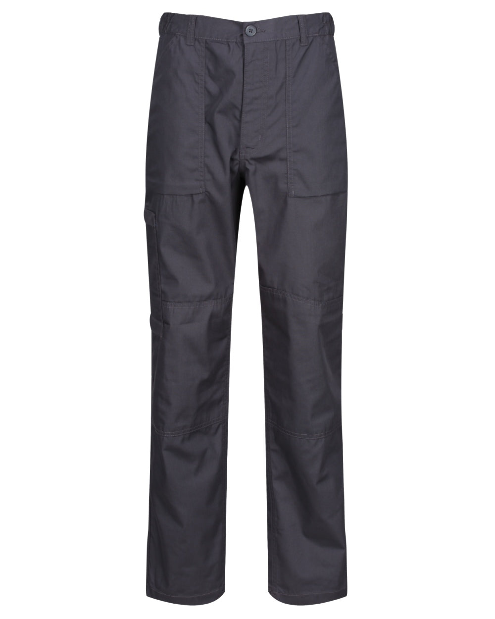 Dark Grey coloured Regatta Mens Multi Pocket Action Trousers Long Leg on white background