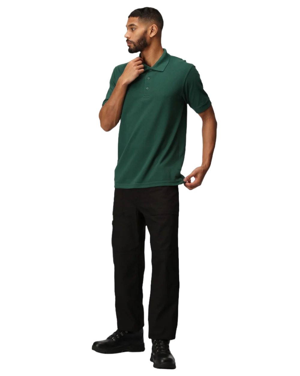 Black coloured Regatta Mens Multi Pocket Action Trousers Short Leg on white background