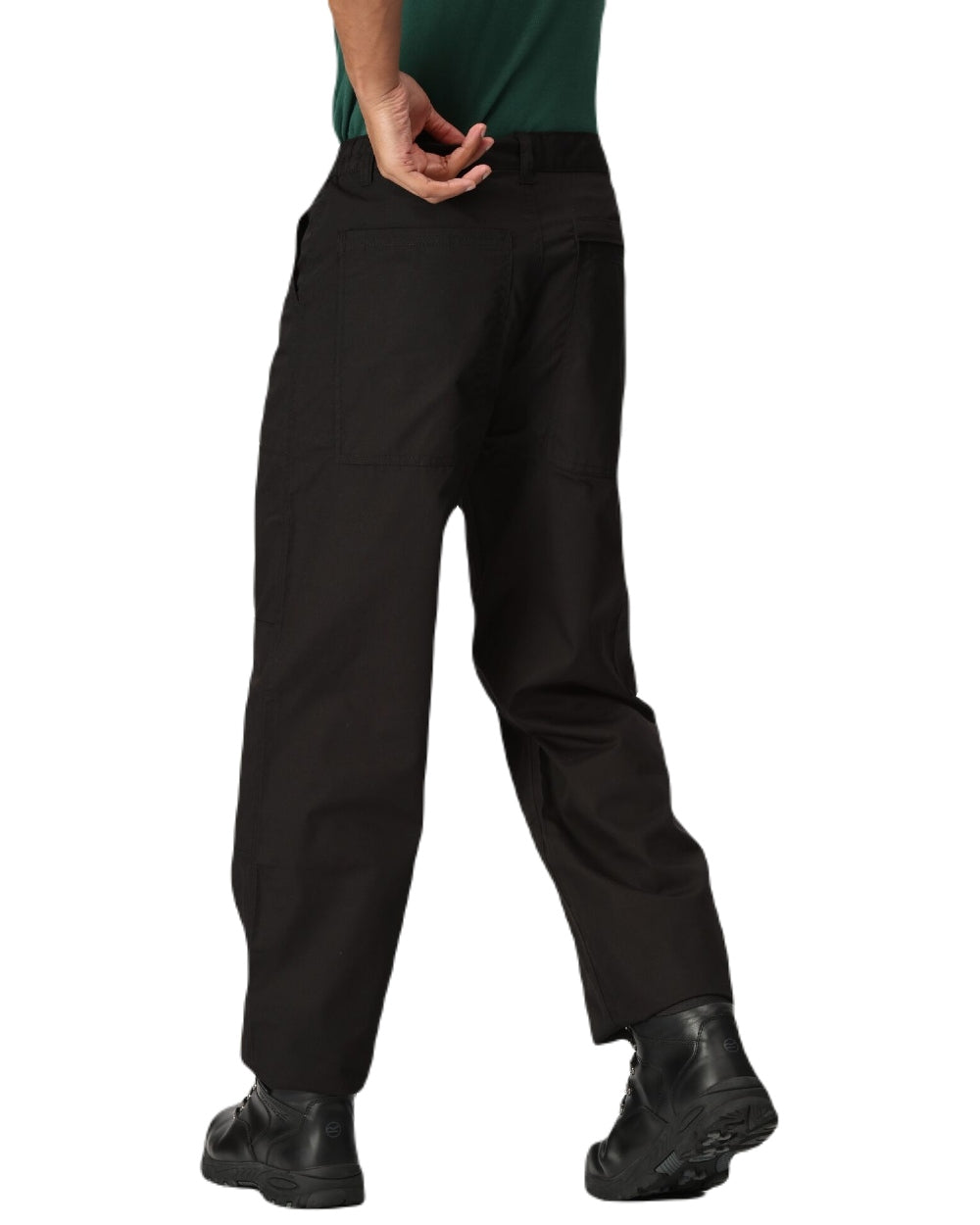 Black coloured Regatta Mens Multi Pocket Action Trousers Short Leg on white background