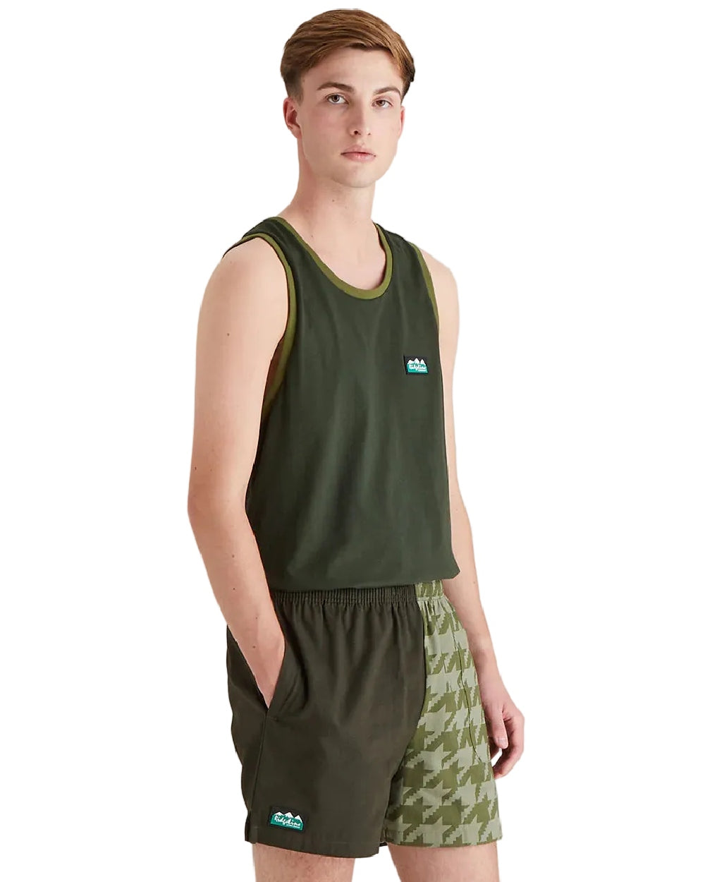 Deep Forest Print Coloured Ridgeline Backslider Shorts on white background