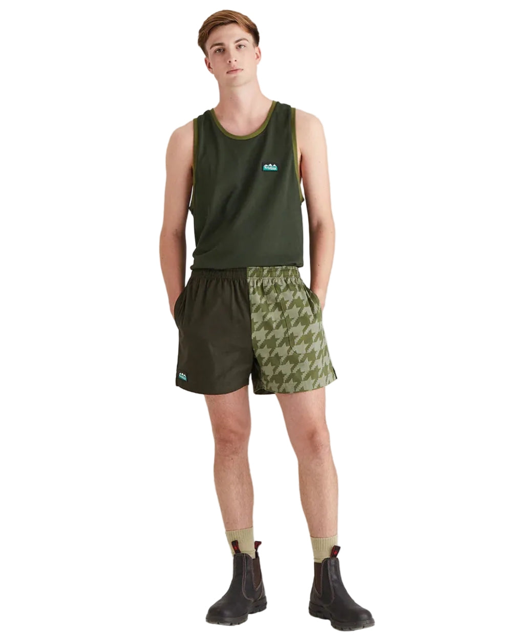 Deep Forest Print Coloured Ridgeline Backslider Shorts on white background