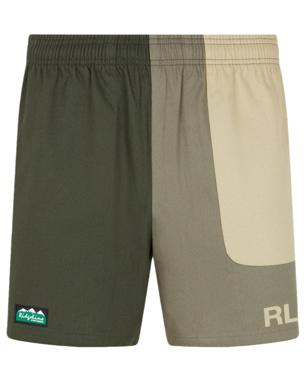 Olive Multi coloured Ridgeline Backslider Shorts on white background