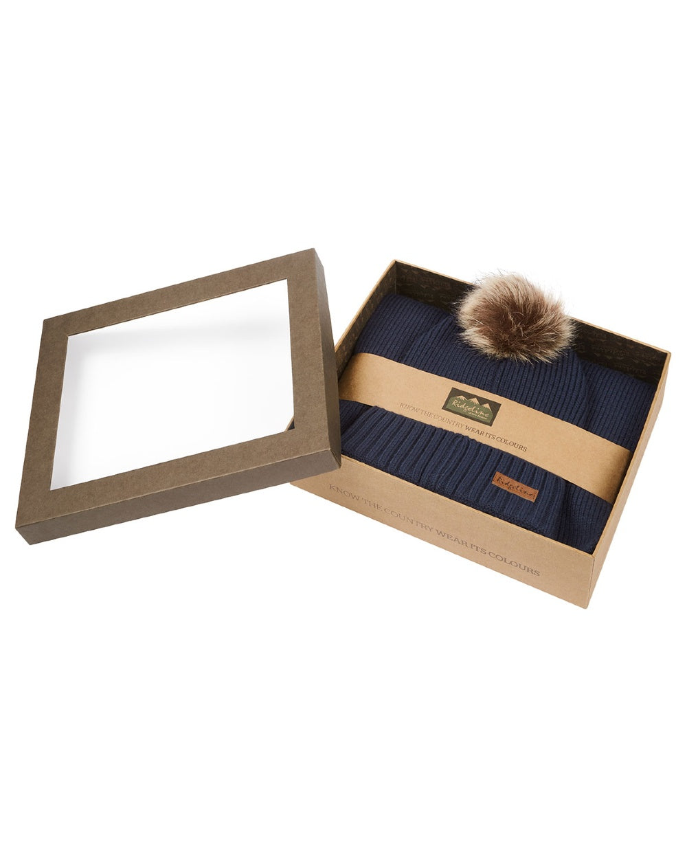 Tarn coloured Ridgeline Baltic Bobble Hat & Scarf Set on white background