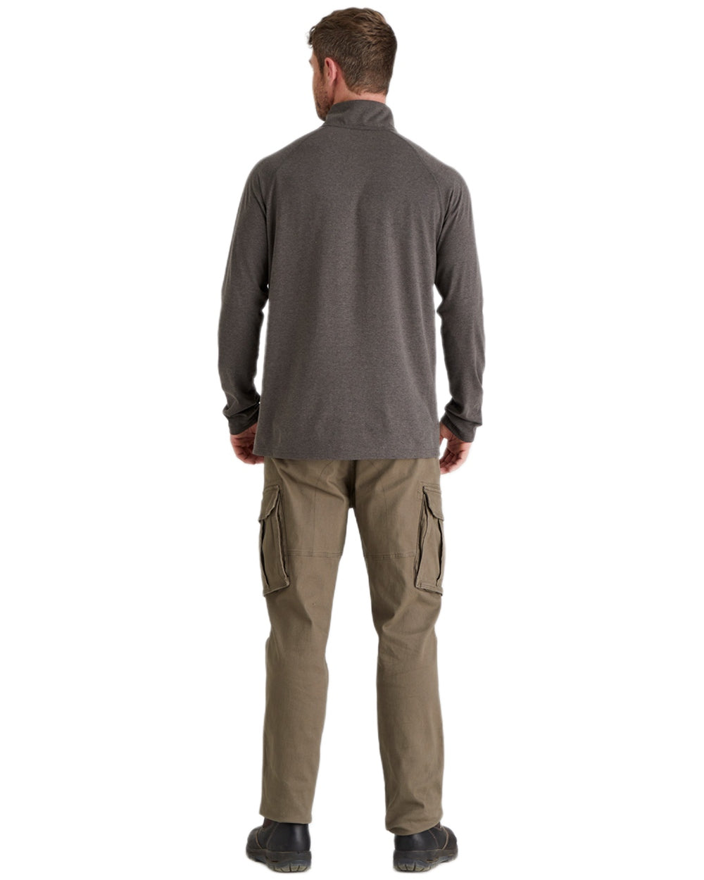 Light Bark Marl Coloured Ridgeline Baseline Pull On Zip Top on white background