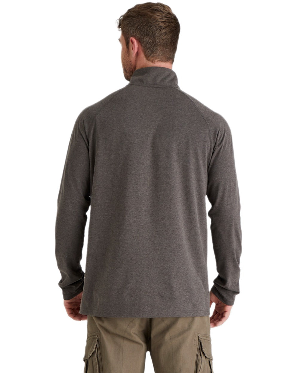 Light Bark Marl Coloured Ridgeline Baseline Pull On Zip Top on white background