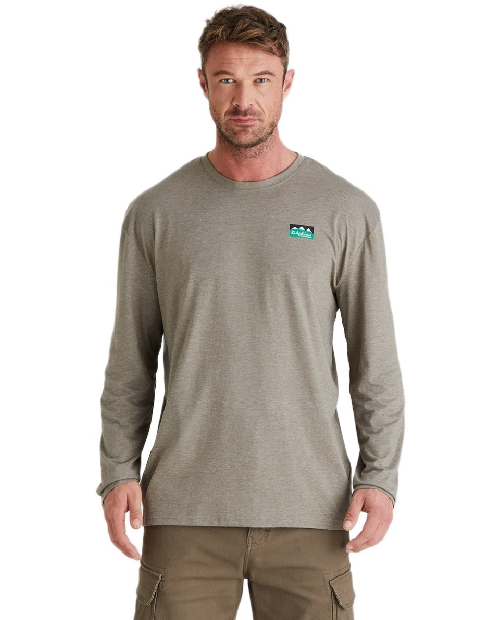 Smokey Olive Marl Coloured Ridgeline Baseline Top on white background