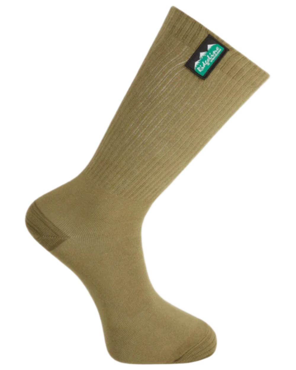 Olive Multi coloured Ridgeline Cotton Light Work Mid Length Socks 3 Pack on white background