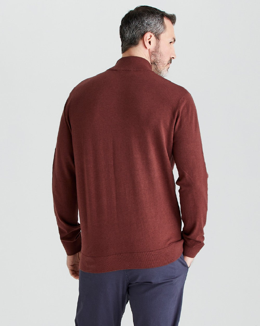 Oxblood coloured Ridgeline Hartland 1/4 Zip Pullover on grey background