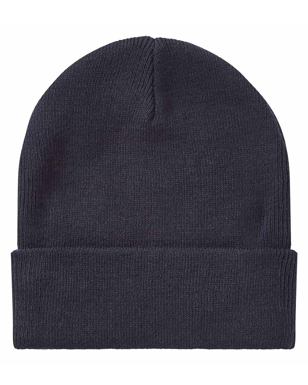 Navy coloured Ridgeline Heritage Fine Knit Beanie on white background
