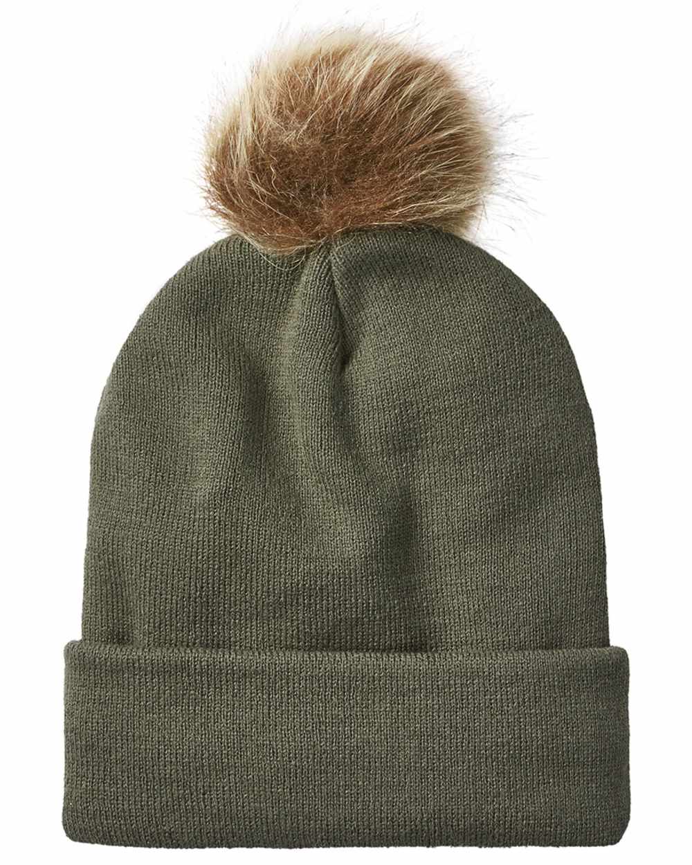 Moss coloured Ridgeline Heritage Fine Knit Bobble Hat on white background
