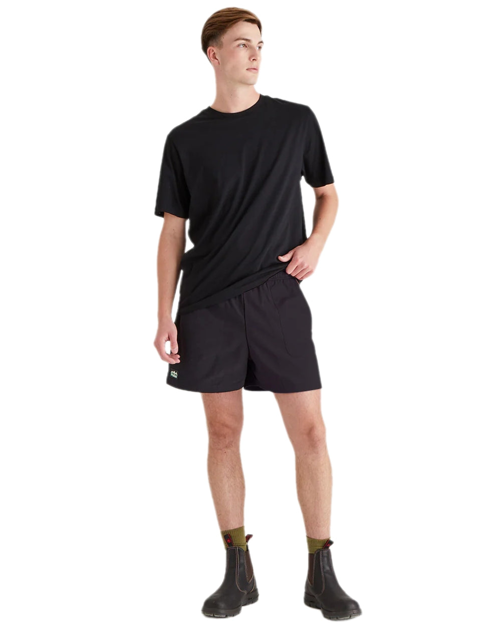 Black Coloured Ridgeline Hose Down Shorts on white background