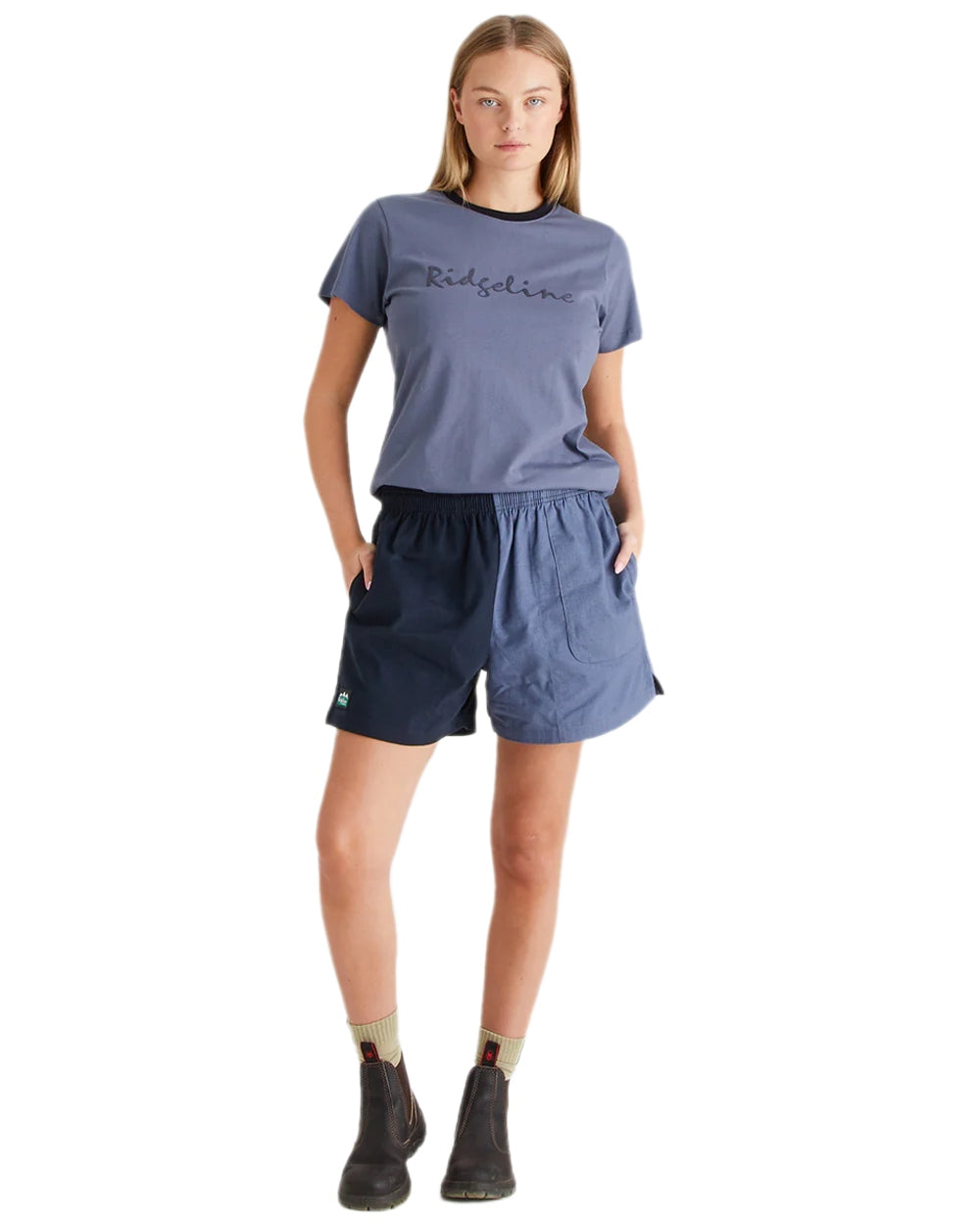 Navy Storm Coloured Ridgeline Hose Down Shorts on white background