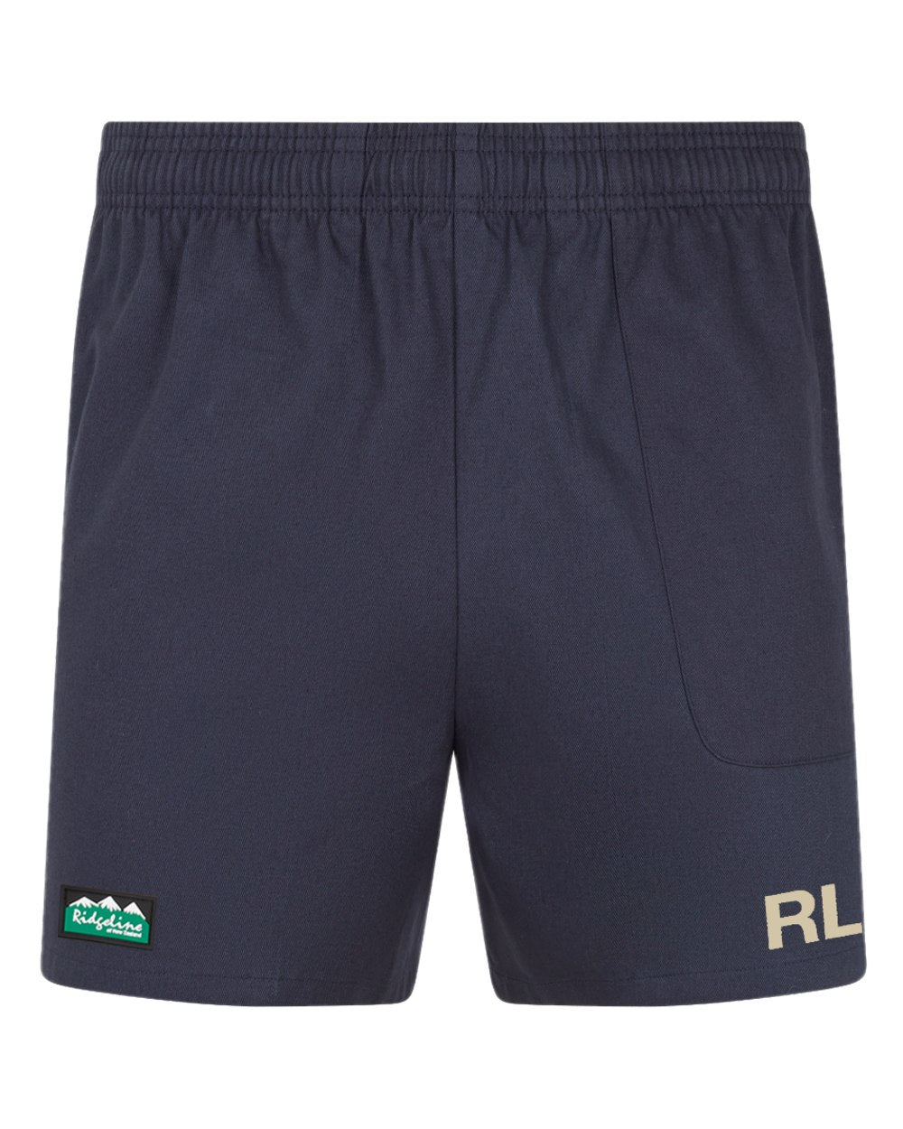 Navy coloured Ridgeline Hose Down Shorts on white background