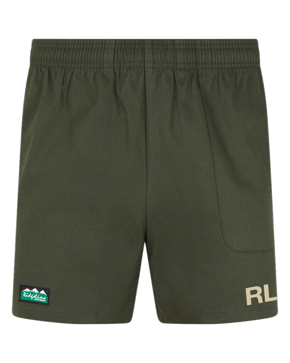 Olive coloured Ridgeline Hose Down Shorts on white background