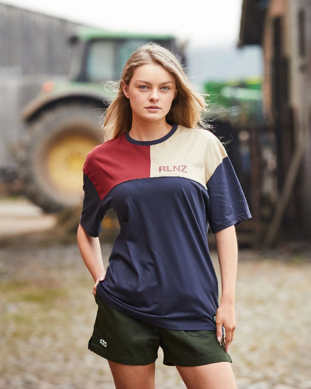 Olive coloured Ridgeline Hose Down Shorts on blurry background