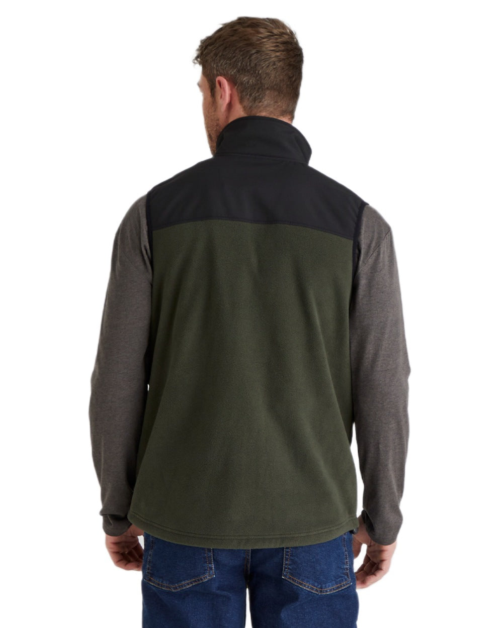 Deep Forest Black coloured Ridgeline Hybrid Fleece Gilet on white background