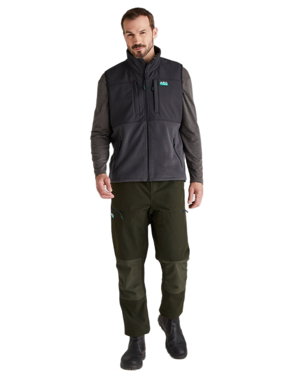 Shale coloured Ridgeline Hybrid Fleece Gilet on white background