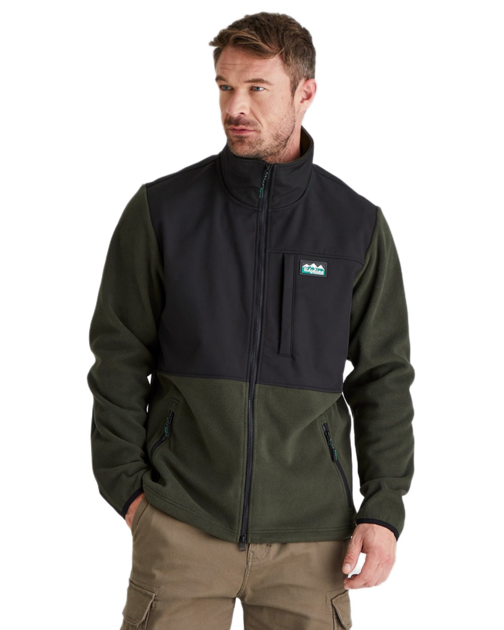 Deep Forest Black coloured Ridgeline Hybrid Fleece Jacket on white background